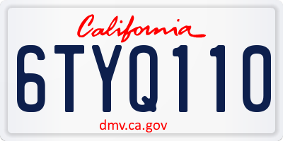 CA license plate 6TYQ110