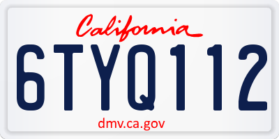 CA license plate 6TYQ112