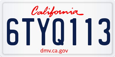 CA license plate 6TYQ113
