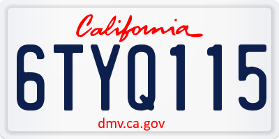 CA license plate 6TYQ115
