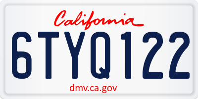 CA license plate 6TYQ122