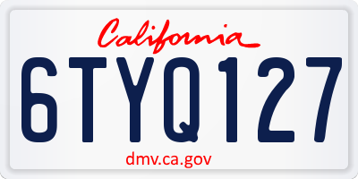 CA license plate 6TYQ127