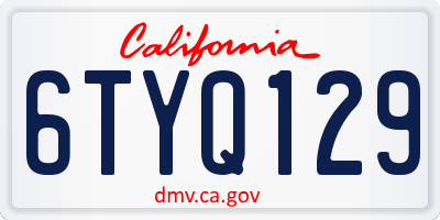 CA license plate 6TYQ129