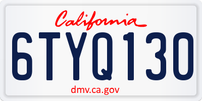 CA license plate 6TYQ130