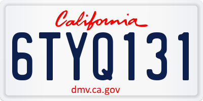 CA license plate 6TYQ131