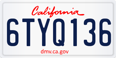 CA license plate 6TYQ136