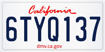 CA license plate 6TYQ137