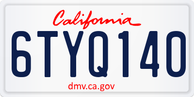 CA license plate 6TYQ140