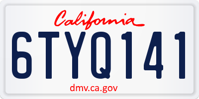 CA license plate 6TYQ141