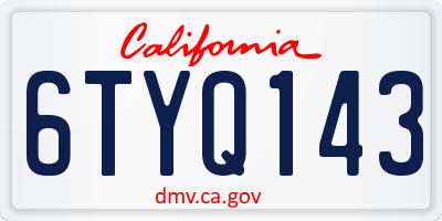 CA license plate 6TYQ143
