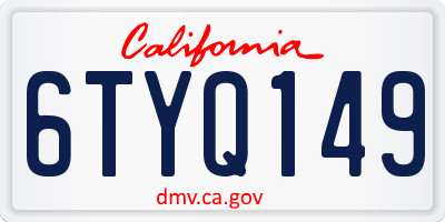 CA license plate 6TYQ149