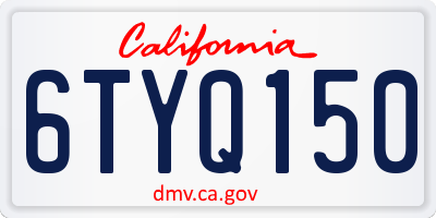 CA license plate 6TYQ150