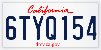 CA license plate 6TYQ154