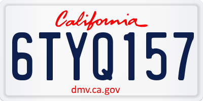 CA license plate 6TYQ157