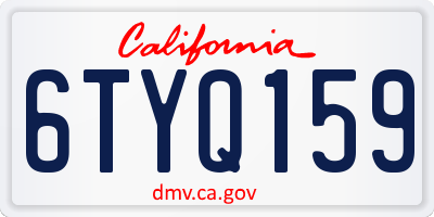 CA license plate 6TYQ159