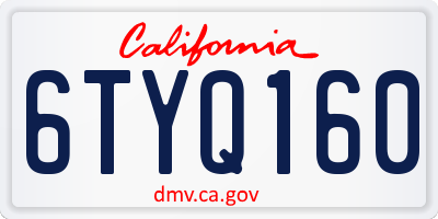 CA license plate 6TYQ160