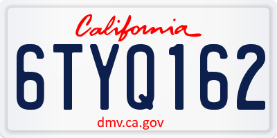 CA license plate 6TYQ162