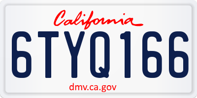CA license plate 6TYQ166