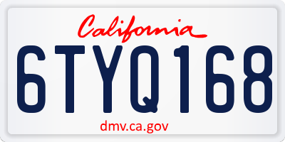 CA license plate 6TYQ168