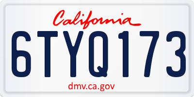 CA license plate 6TYQ173