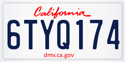 CA license plate 6TYQ174