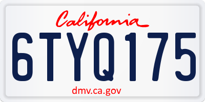 CA license plate 6TYQ175