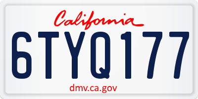 CA license plate 6TYQ177