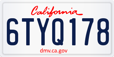 CA license plate 6TYQ178