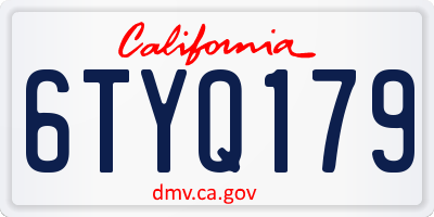 CA license plate 6TYQ179