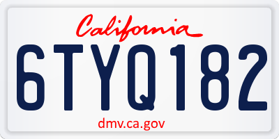 CA license plate 6TYQ182