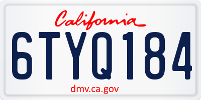 CA license plate 6TYQ184
