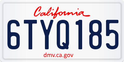 CA license plate 6TYQ185