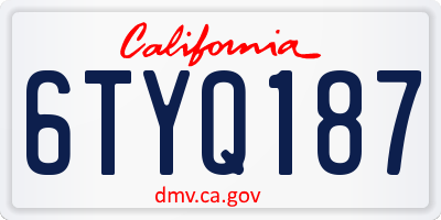 CA license plate 6TYQ187