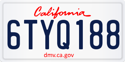 CA license plate 6TYQ188