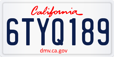 CA license plate 6TYQ189