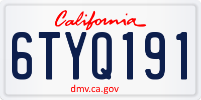 CA license plate 6TYQ191