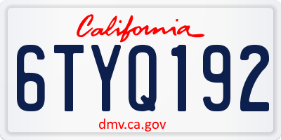 CA license plate 6TYQ192