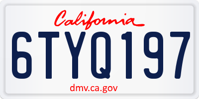 CA license plate 6TYQ197