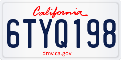 CA license plate 6TYQ198