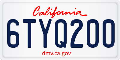 CA license plate 6TYQ200