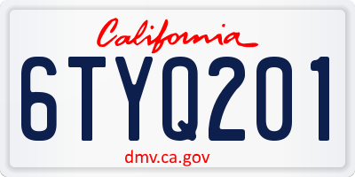 CA license plate 6TYQ201