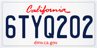 CA license plate 6TYQ202