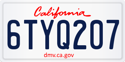 CA license plate 6TYQ207