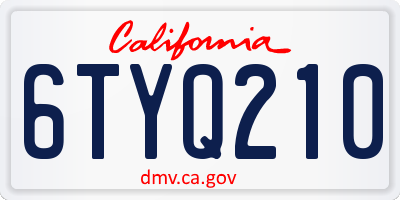 CA license plate 6TYQ210