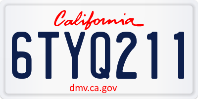 CA license plate 6TYQ211