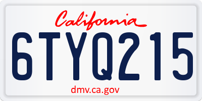 CA license plate 6TYQ215