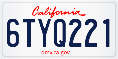 CA license plate 6TYQ221