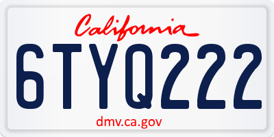 CA license plate 6TYQ222