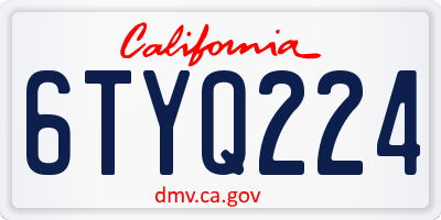 CA license plate 6TYQ224