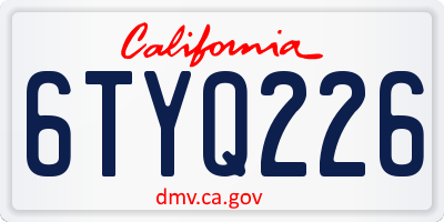 CA license plate 6TYQ226